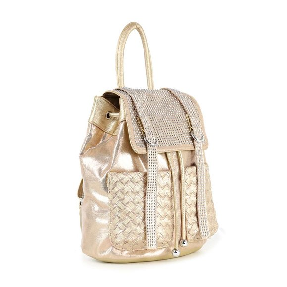 Rhinestone Basketweave Drawstring Backpack main image 4